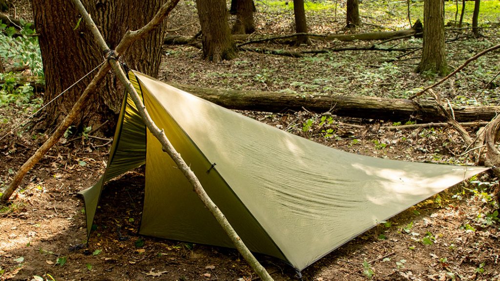 Once I had my stakes and A-frame cross poles, my shelter was up in minutes.
