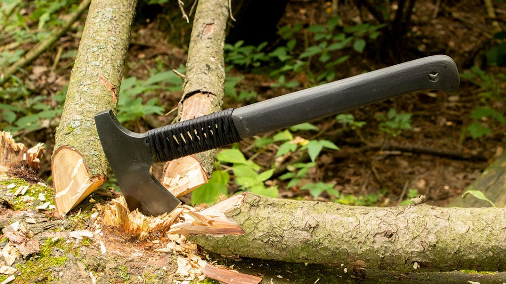 Harvesting dry 3-inch rounds for my fire, from a fallen tree, was quick and easy with the Case Winkler Pack Axe.