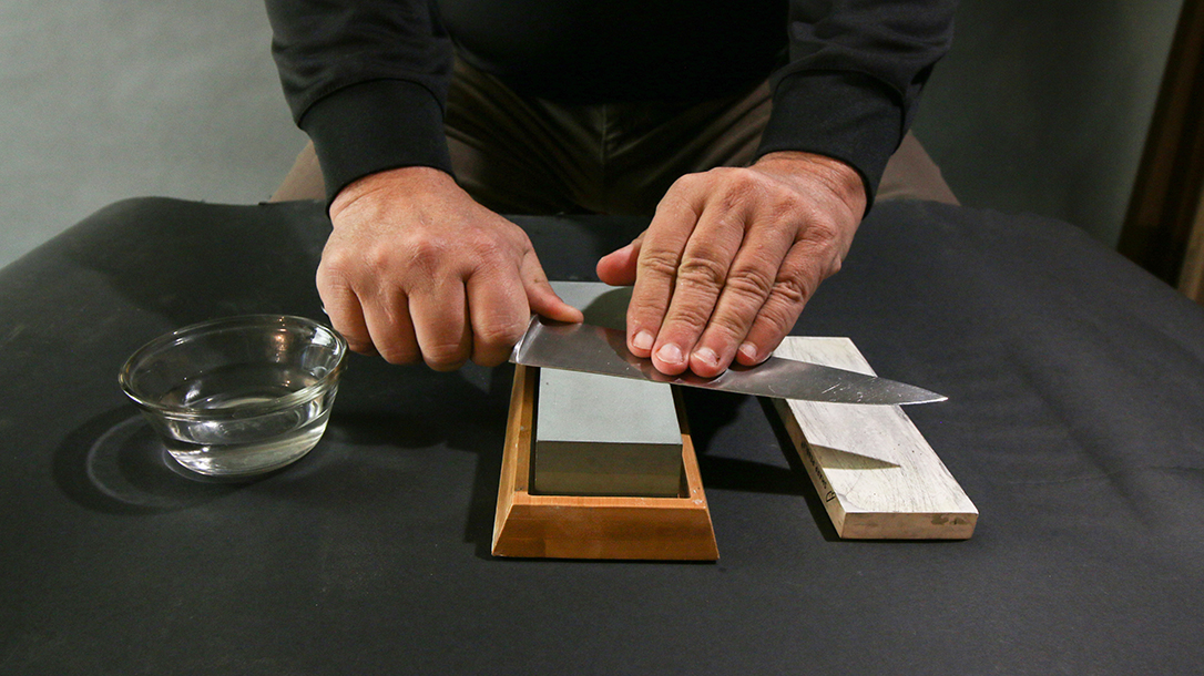 Patience and a steady hand are a must when knife sharpening.