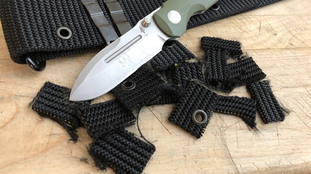 This heavy-duty nylon military gun belt presented no resistance.