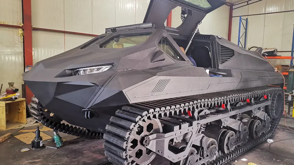 The tracked, amphibious STORM takes on all obstacles.