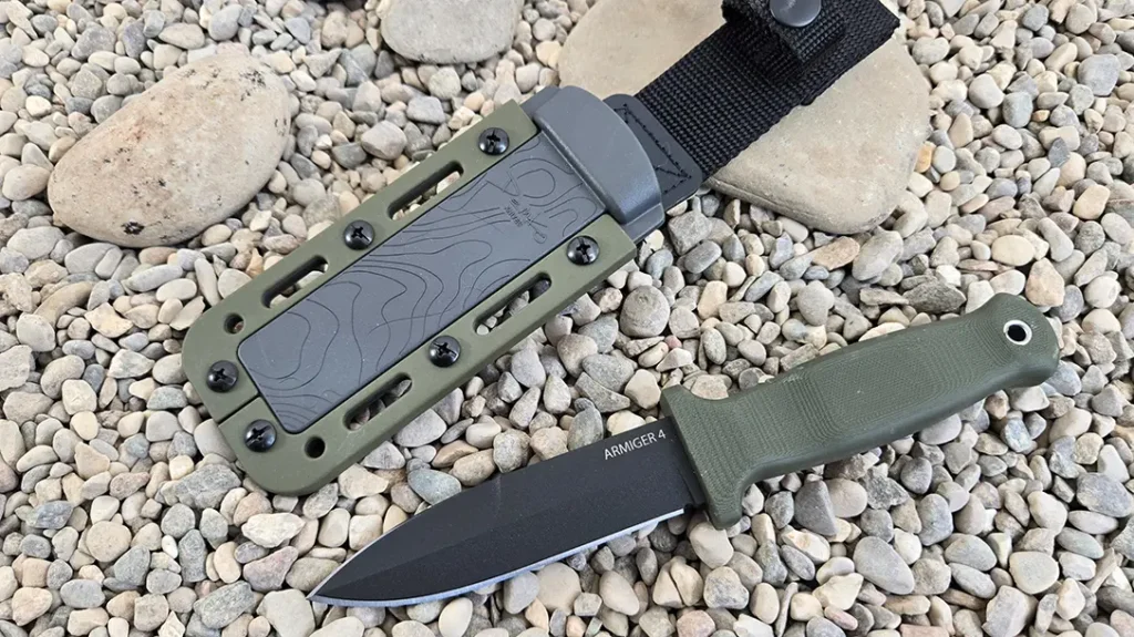 Armiger 4 knife and sheath. 