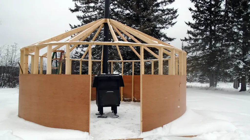 The round design of the yurt breaks up the wind. 