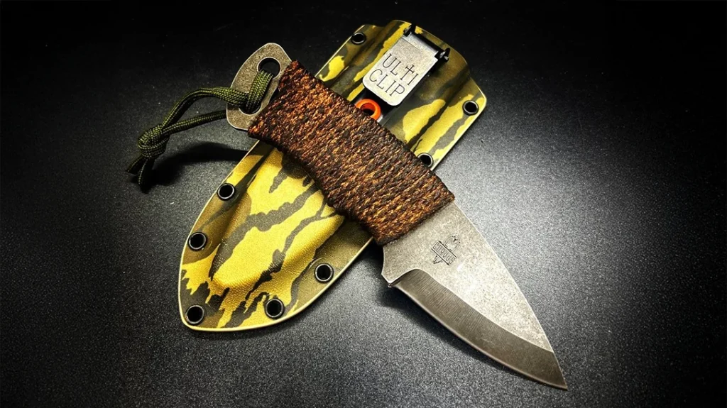 The CORVUS Tool & Knife burnt hemp-wrapped handle Carrion was made with one goal- to make a knife that complemented Jerry’s scavenger mindset.
