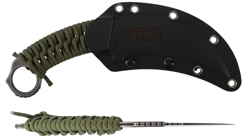 The knife comes with a Kydex sheath.