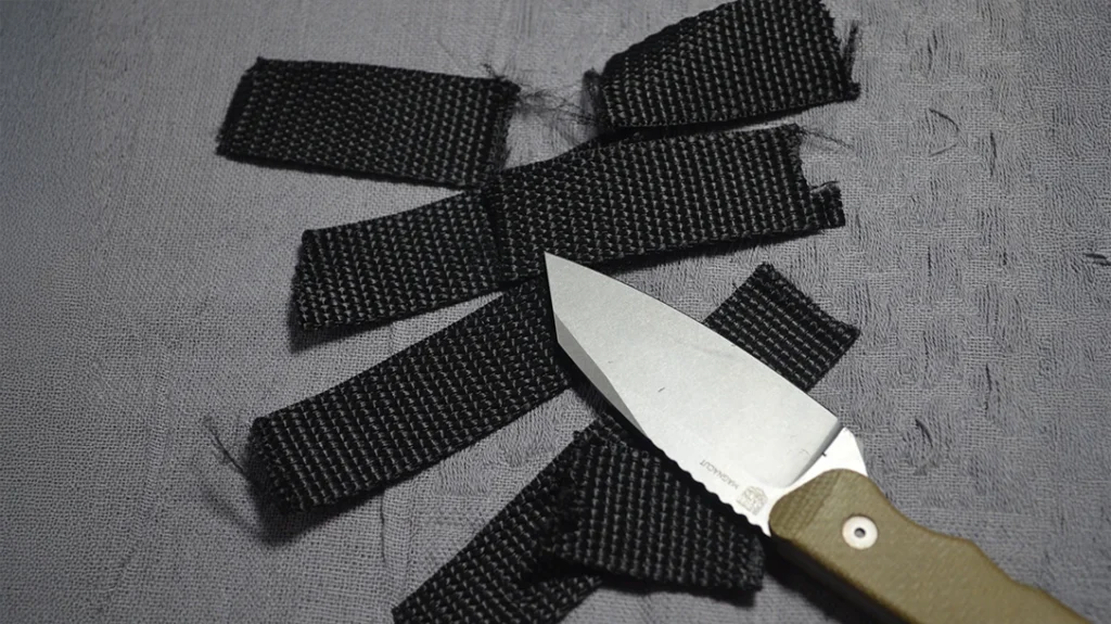 This polypropylene webbing was a bit more of a challenge, but that’s likely due to all of the work the Tactile Knife Redhawk had already done prior.