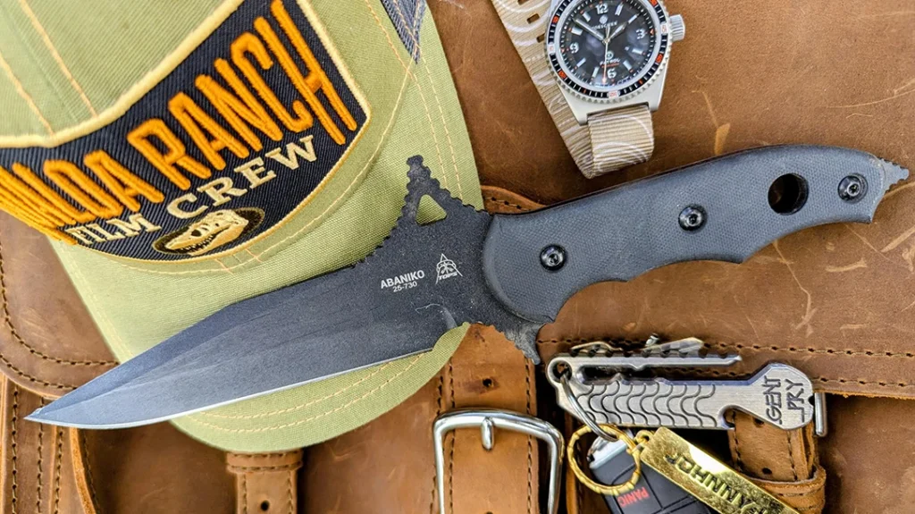 The author likes carrying larger knives, and at just under 12, thinks the TOPS Knives Abaniko makes a perfect belt EDC.