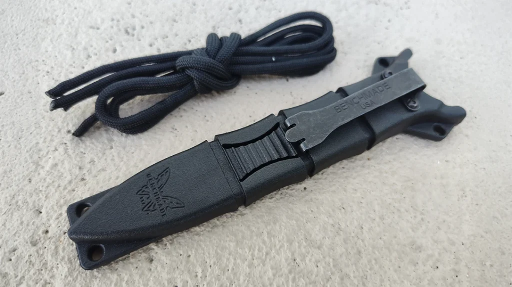 The included sheath allows multiple carry options.