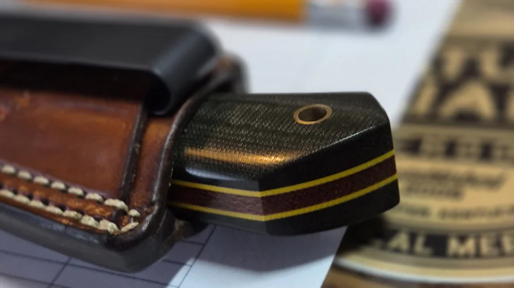 The Micarta forming the Hammer Down Forge Companion’s handle is eye-catching as well as comfortable.