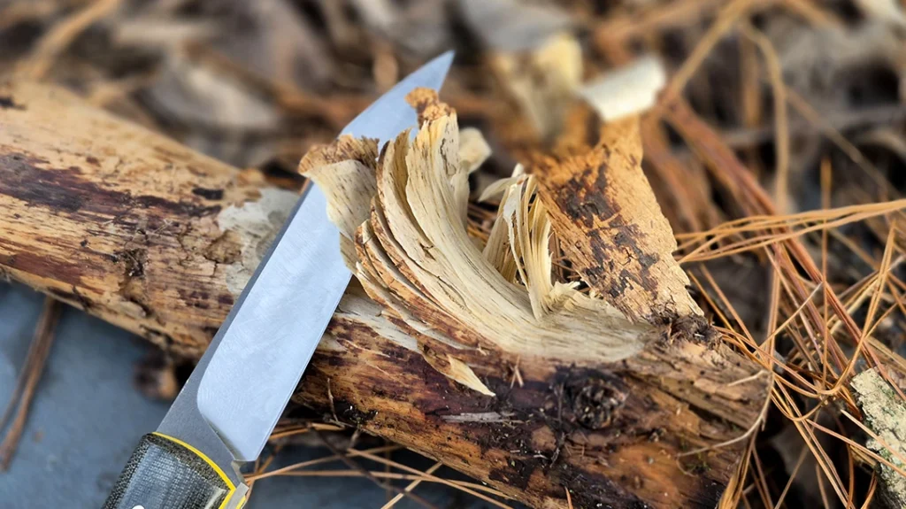 The wood was a bit soft on this stick, and the Hammer Down Forge Companion bit deeply without much effort at all.