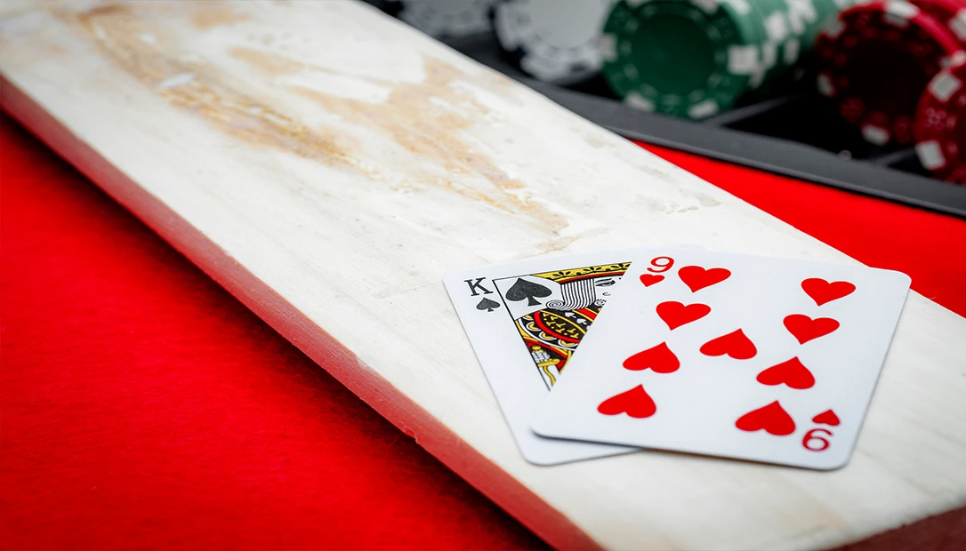 Close-up of baccarat cards